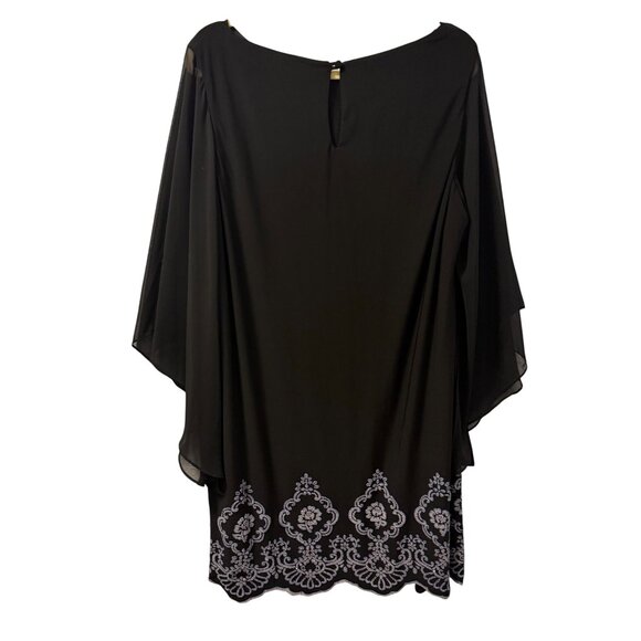 Xscape 20W Dress With Sheer Flutter Sleeves & Beaded Floral Embroidery - Picture 10 of 12